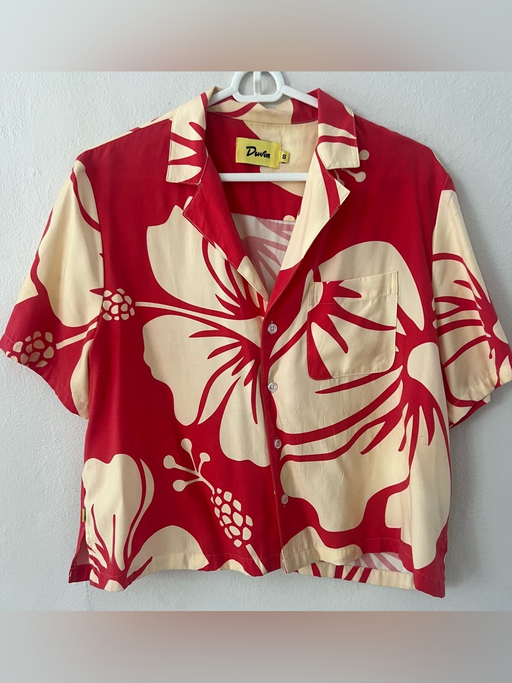 Duvin Red & Cream Floral Hawaiian Button-Up Shirt